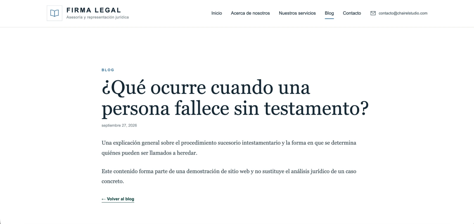 Entrada individual del blog de Firma Legal