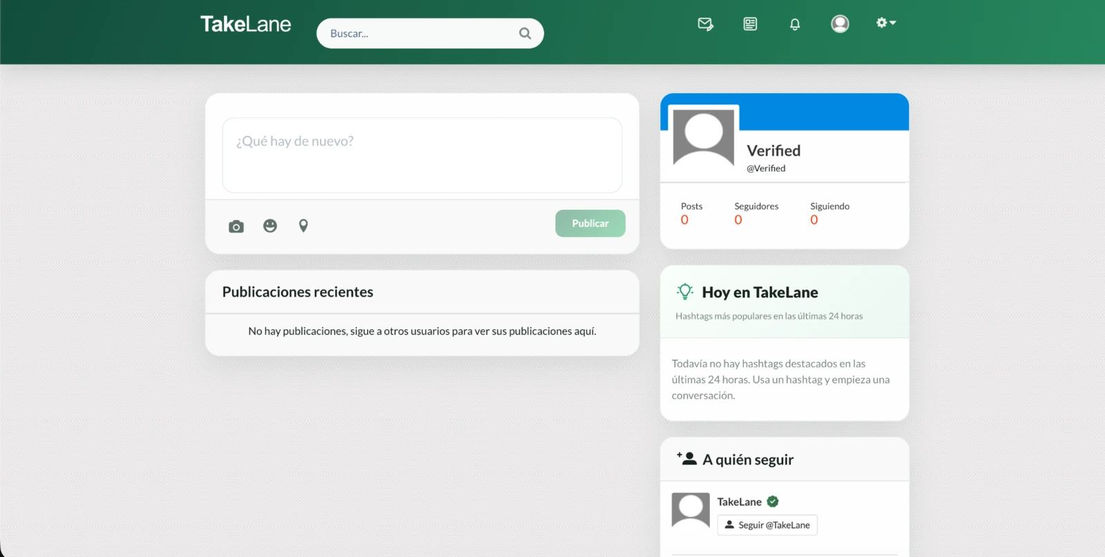 Inicio y publicaciones de TakeLane