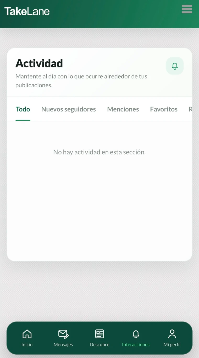 Actividad móvil de TakeLane