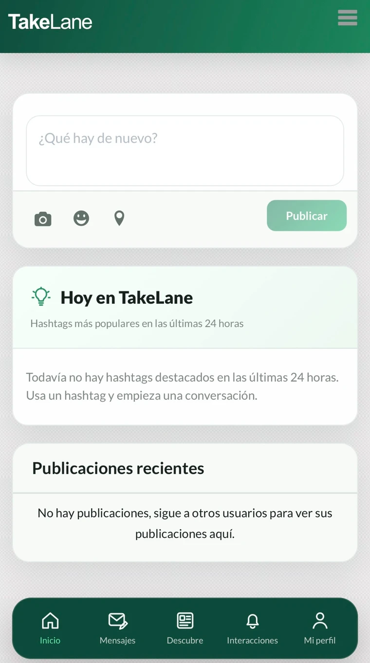 Inicio móvil de TakeLane