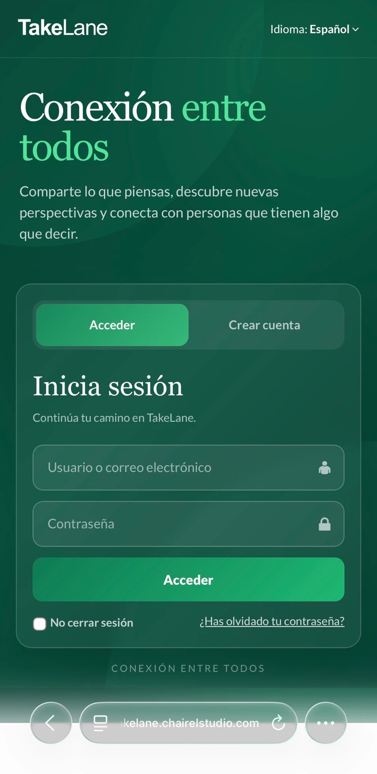 Inicio de sesión móvil de TakeLane